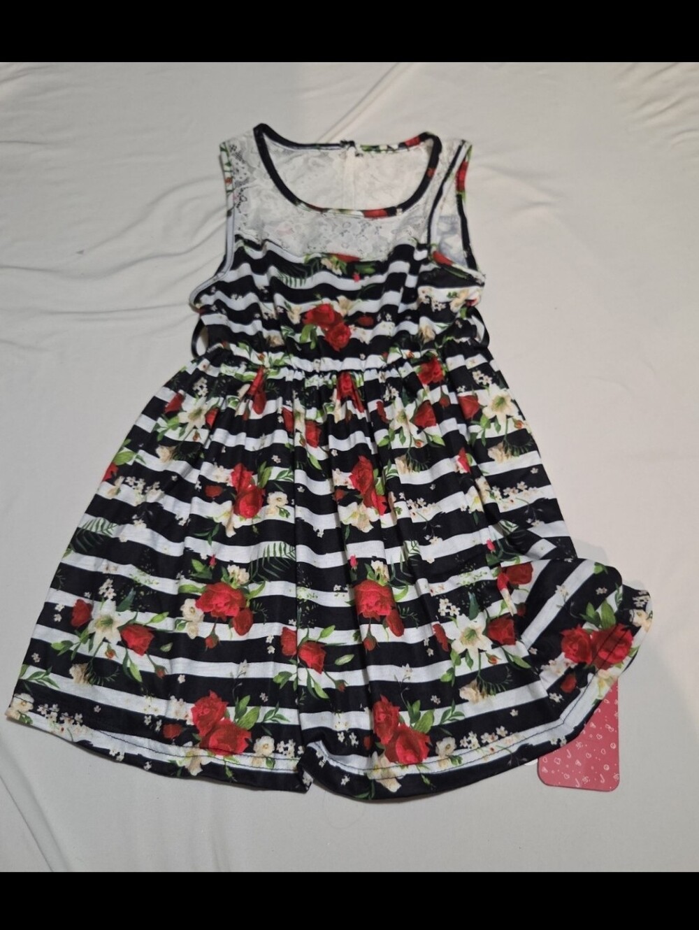 New fashion kids girls 2T floral striped dress #11